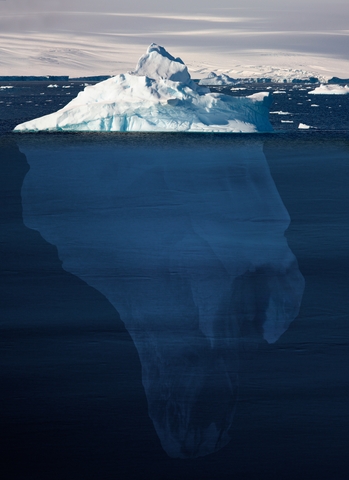 Representation of an iceberg showing 90 percent of its mass is underwater - Weddell Sea in Antarctica